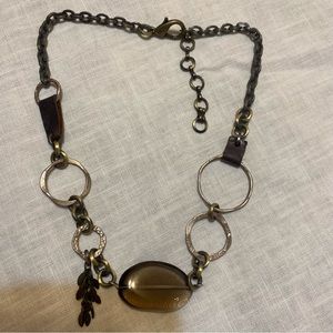 Handmade smoky quartz, mixed metal necklace